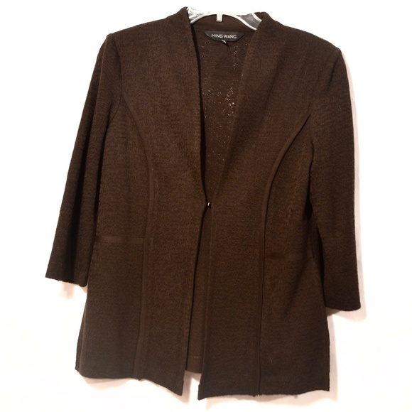 Misook Sweaters - MING WANG Brown Jacket Blazer Cardigan Sweater